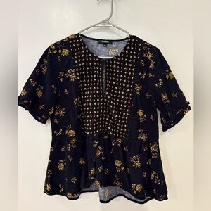Madewell Black Floral Blouse